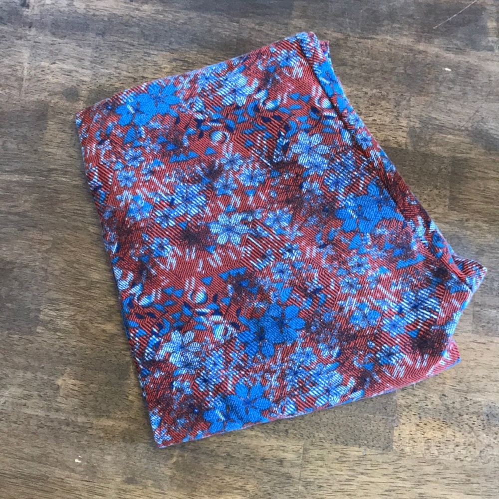 OS Lularoe leggings orange and blue floral stripes